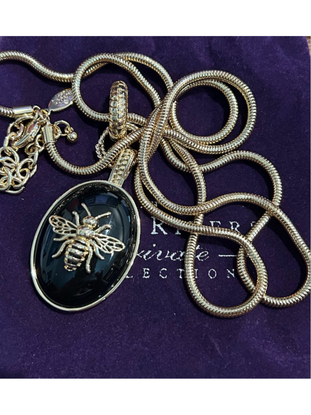 Women's Joan Rivers Anniversary Bee Pendant Necklace One Size Gold Black 30”
